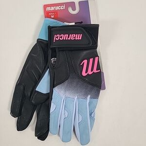 NWT Marucci PWR Fade Batting Gloves Black Blue Sz M Adult